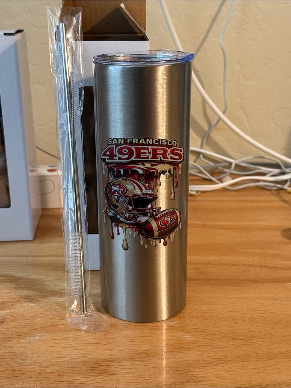 New Custom San Francisco 49ers Stainless Steel Travel Tumbler - Silver